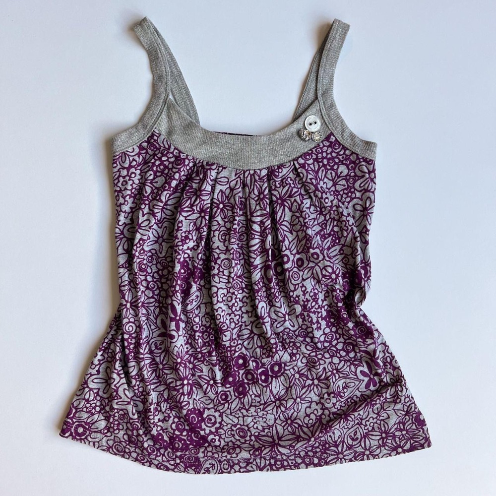 Y2K FANG Purple & Grey Tank Top with Buttons